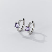 Square Stone Huggie earrings-SH069