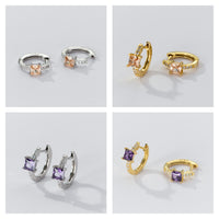 Square Stone Huggie earrings-SH069