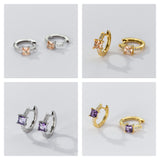 Square Stone Huggie earrings-SH069