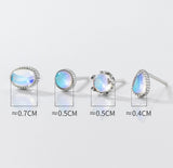 Opal Clear Blue White Stone Stud earrings - SS071