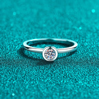 Moissanite Round Cut Ring, Small Diamond Rings; Band Ring-RM063