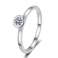 Moissanite Round Cut Ring, Small Diamond Rings; Band Ring-RM063
