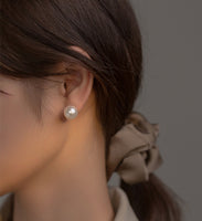 Solitaire Pearl Stud Earrings-SS083