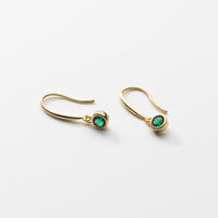 Emerald Round Drop Hook Earrings - EOS016