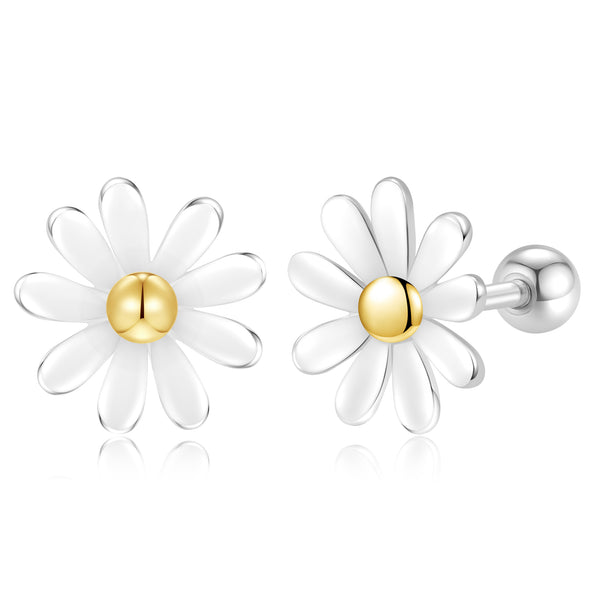 Sweet Small Daisy Flower Stud Earrings with Screw Back - ESB021