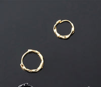 Solid Silver Twist Huggies Hoop earrings-SH047