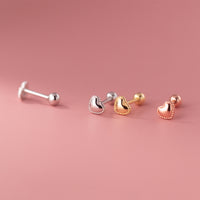 Solid Heart Sharpe Braids Studs Earrings - ESB027