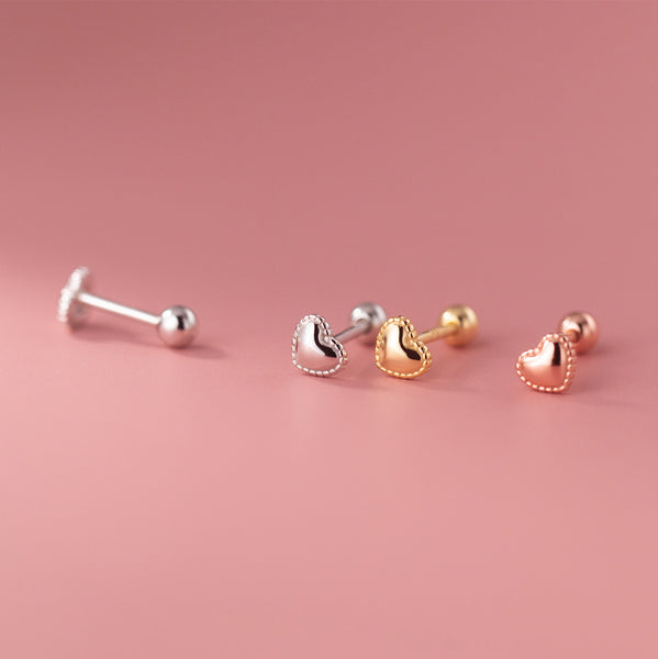 Solid Heart Sharpe Braids Studs Earrings - ESB027