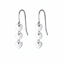 Polished Heart Dangle Earrings with Hook – SS040