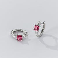 Square Stone Huggie earrings-SH069