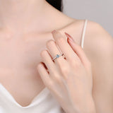 Moissanite Round Cut Ring, Small Diamond Rings; Band Ring-RM063
