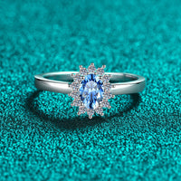 Oval cut Sapphire Blue Moissanite Statement Ring- RM056