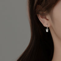 Small Pearl w/ Bow Drop Huggie Earrings-SH053
