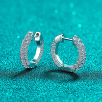 Moissanite Medium Hoop Eaarings, Latch Back Huggie Earring-EM032
