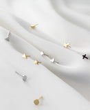 Tiny Star/Cross/Heart/Triangle/Round Stud Earrings-SS013