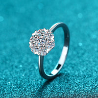 Solitaire Moissanite Diamond w/ small hearts Ring- RM055
