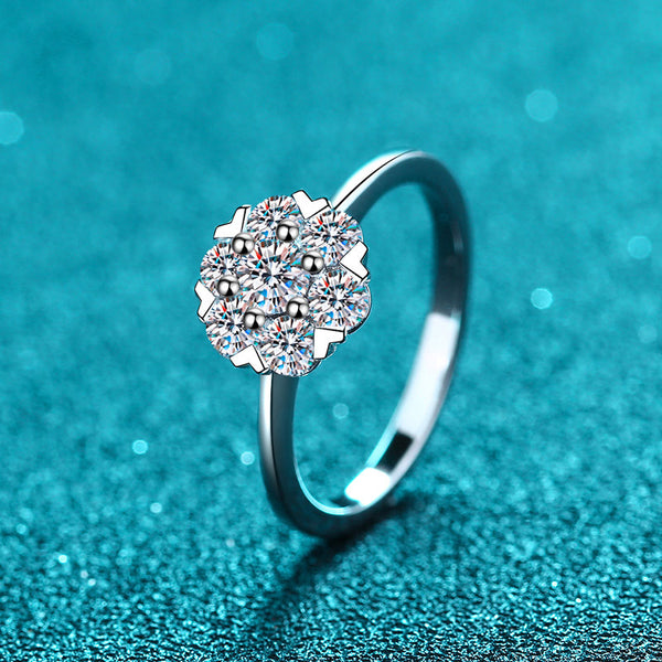 Solitaire Moissanite Diamond w/ small hearts Ring- RM055