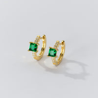 Square Stone Huggie earrings-SH069