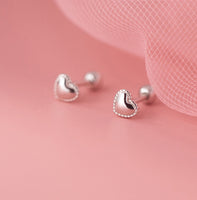 Solid Heart Sharpe Braids Studs Earrings - ESB027