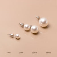 Solitaire Pearl Stud Earrings-SS083