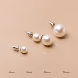 Solitaire Pearl Stud Earrings-SS083