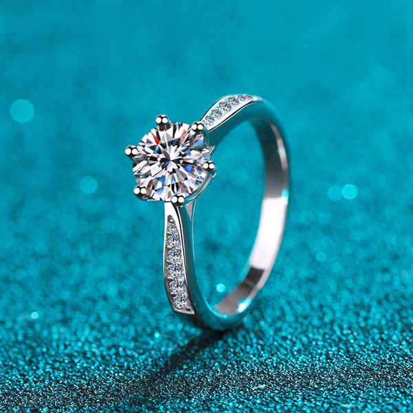 Moissanite Engagement Ring-6 Prongs Solitaire Ring-RM027