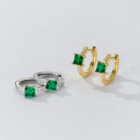 Square Stone Huggie earrings-SH069