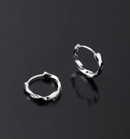 Solid Silver Twist Huggies Hoop earrings-SH047