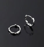 Solid Silver Twist Huggies Hoop earrings-SH047