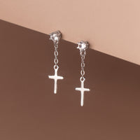 Cross Drop Studs Earrings- SS086