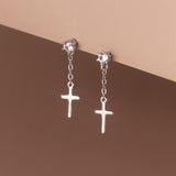 Cross Drop Studs Earrings- SS086