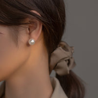 Solitaire Pearl Stud Earrings-SS083