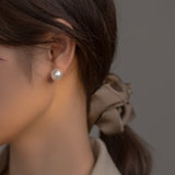 Solitaire Pearl Stud Earrings-SS083