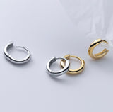 Thickness Classic Silver Huggie Earrings-SH060