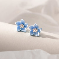 Best Price Gift for her|Blue Flower Silver Stud Earrings 