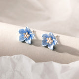 Best Price Gift for her|Blue Flower Silver Stud Earrings|Big flower