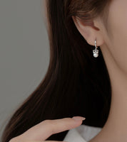 Small Pearl w/ Bow Drop Huggie Earrings-SH053