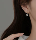 Small Pearl w/ Bow Drop Huggie Earrings-SH053