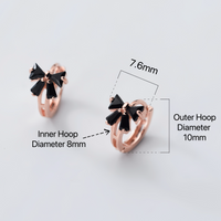 Black Bow Shape Small Hoop Huggie Earrings-SH054