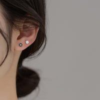 Small Flower Green/Purple/White/Black CZ Screw back Studs Earrings - ESB028