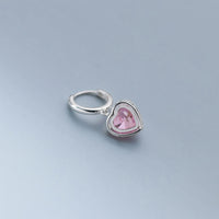 Pink Heart Dangle Hoop Earrings-SH070