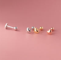 Solid Heart Sharpe Braids Studs Earrings - ESB027