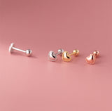 Solid Heart Sharpe Braids Studs Earrings - ESB027