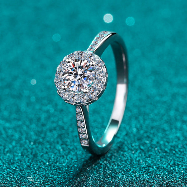 Moissanite 4-Prongs Round Cut Engagement Ring-RM046