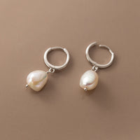 Pearl Drop Huggie Earrings-SH065