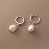 Pearl Drop Huggie Earrings-SH065