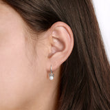 Bow Accent Pearl Drop Huggie Hoop Earrings – SH053