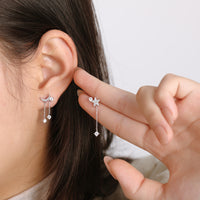 Asymmetrical Moon & Star Tassel Drop Earrings - SS068