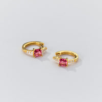 Square Stone Huggie earrings-SH069