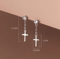 Cross Drop Studs Earrings- SS086